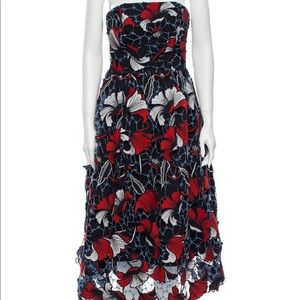 Nicholas 3D floral strapless midi dress nwot 4